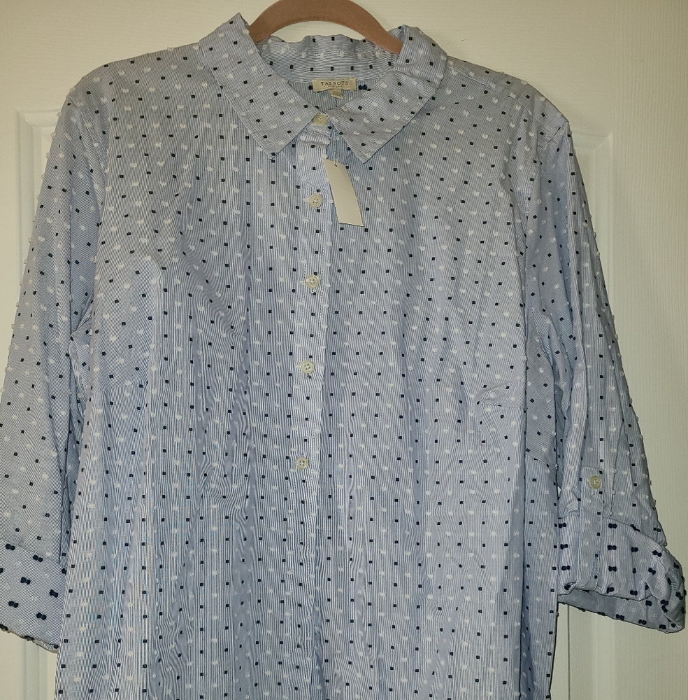 Talbots Blue and White Dot Shirt